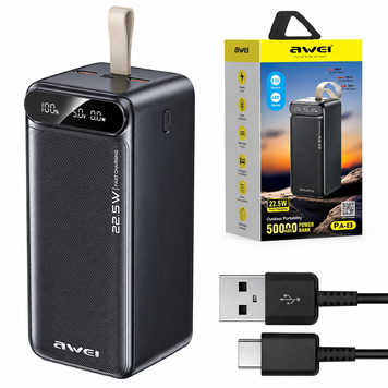 Повербанк AWEI PA-13 50000 мА&middot;год 22,5 Вт, Power Bank, швидке заряджання, LED-дисплей, USB-C 1024 фото