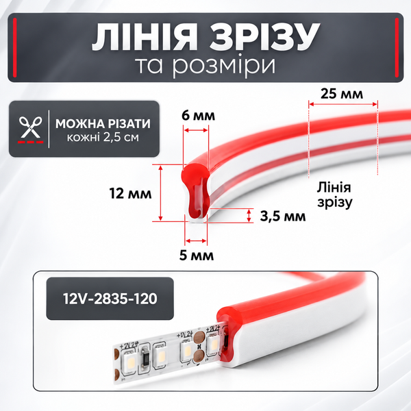 LED NEON стрічка силіконова RGB 5 м 12V&ndash;220V, різнокольорова світлодіодна неонова підсвітка 1029 фото